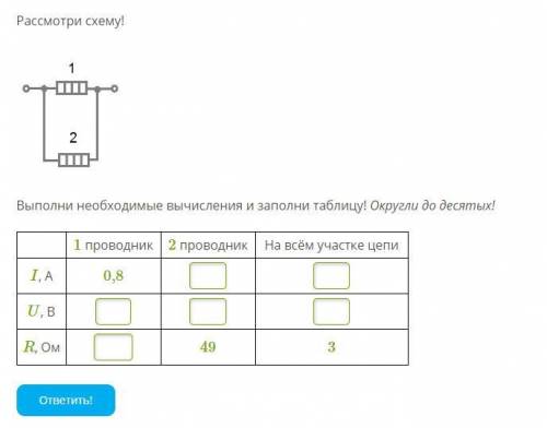 Выполни необходимые вычисления и заполни таблицу! Округли до десятых! 1 проводник 2 проводник На всё