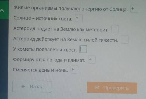 Поставьте знак + рядом с правильным описанием воздействия солнца на жизнь на земле 4 класс естествоз