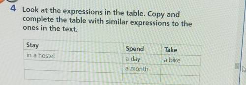 Explore collocations4 Look at the expressions in the table. Copy andcomplete the table with similar 