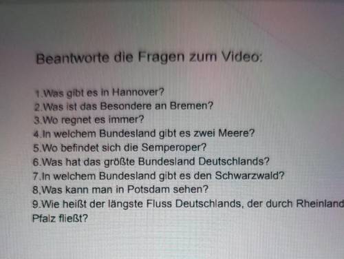 , нужна !название видео по этому заданию:Deutschlands Bundesländer mit Haupstädten​