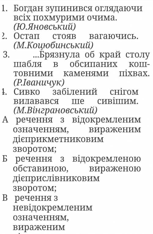 (продовження): дієприкметниковим зворотом Г речення з невідокремленою обставиною, вираженою дієприкм