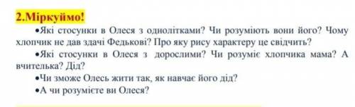 1)які стосунки Олеся с одноклассниками? 2)Чи розуміють вони його ?3)Чому хлопчик не дав здачі Федько