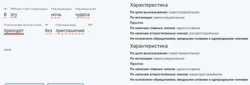 Синтаксический разбор предложения: В эту ночь чудеса приходят безприглашения.​