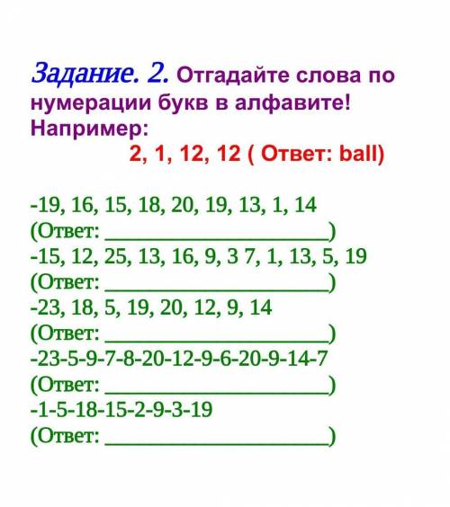 Отгадай слова по нумерации букв в алфавите​