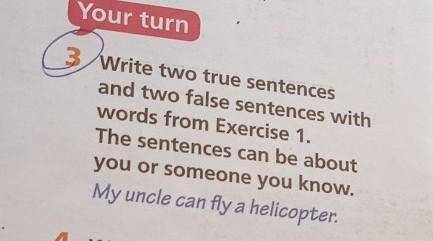 Your turn Write two true sentencesand two false sentences withwords from Exercise 1.The sentences ca