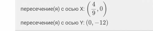 Не будуючи графік функцій y=27x-12, знайти координати точок перетину з осями координат будь ласка​