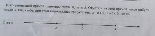 На координатной прямой отмечены числа 0, а и b. Отметьте на этой прямой какое-нибудь число x так, чт