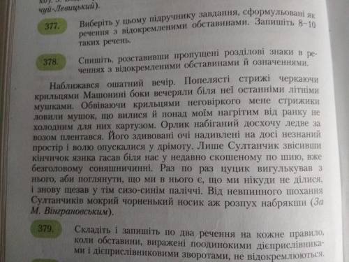 ів, треба знайти відокремленні речення. Буду дуже вдячна. Вправа 378