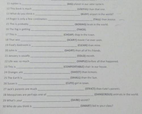 Complete the sentences with the comparatives and superlatives of the adjectives in brackets.​