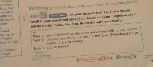 Use your answers from Ex. 2 to write an email to your pen-friend about your house and your neighbour