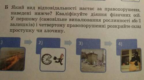 Який вид відповідальності настає за правопорушення, наведені нижче? Кваліфікуйте діяння фізичних осі