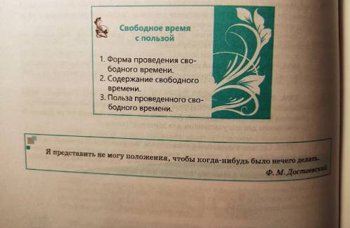 Составьте визитную карточку свободного времени, проведенного с пользой. Включите в нее указанные п