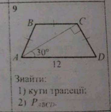 Знайти:кути трапеціїP abcd​