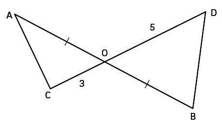 не обязательно выполнять всё 1.Отрезки AB и CD пересекаются в точке O, AO=OB, CO = 3 см, OD = 5 см. 