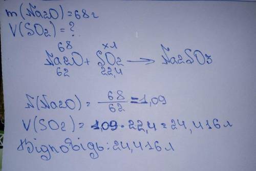 Розв'язати задачу: При взаємодії натрій оксиду масою 68 г з іульфур (IV) оксидом, який за нормальних
