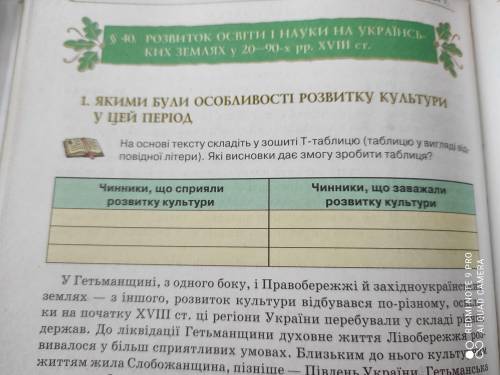 Чинники, що сприяли розвитку культури Чинники, що заважали розвитку культури