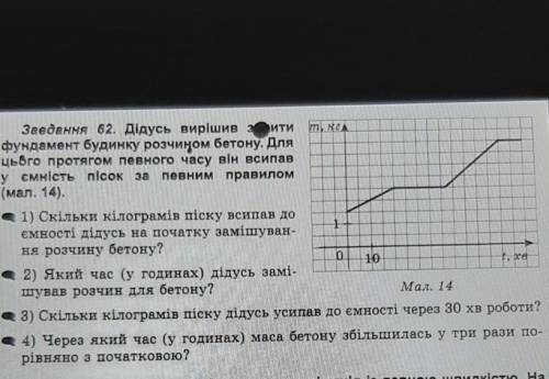 Дідусь вирішив з фундамент будинку розчином бетону. Дляцього протягом певного часу він всипаву ємніс