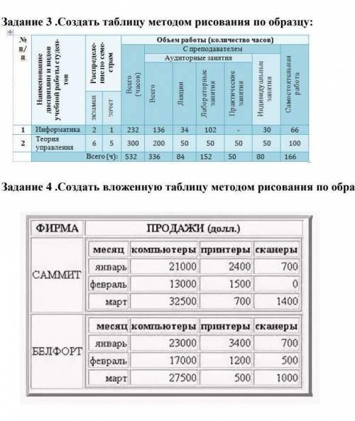 Сделайте 2 таблици по информатике​