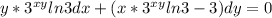 y*3^{xy} ln3dx+(x*3^{xy} ln3-3)dy=0