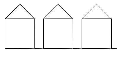 На уроке мы рисовали квадраты. Пора превратить их в домики! Добавьте крышу и расстояние между квадра