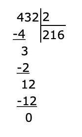 Вычисли столбиком432 : 2 =675 : 5 =924 : 2 =444 : 2 = ​