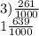 3) \frac{261}{1000} \\ 1 \frac{639}{1000}