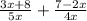 \frac{3x + 8}{5x} + \frac{7 - 2x}{4x}