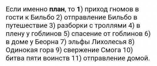 Напишите СЛОЖНЫЙ план к 1 ГЛАВЕ ХОББИТ ИЛИ ТУДА И ОБРАТНО