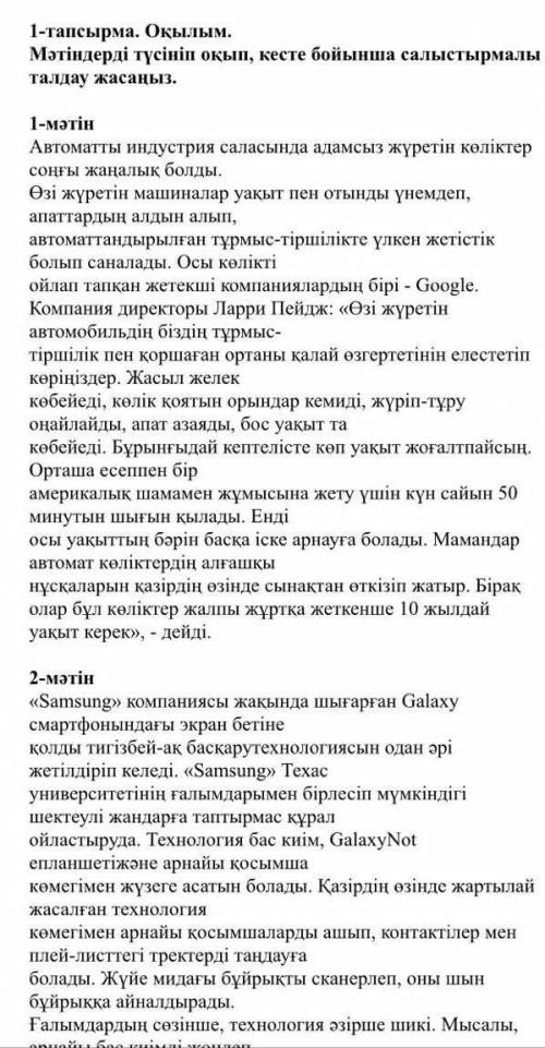 Екі мәтіннің ұқсастығы. Айырмашылығы. Негізгі идеясы. Мәтіннің тақырыбы​