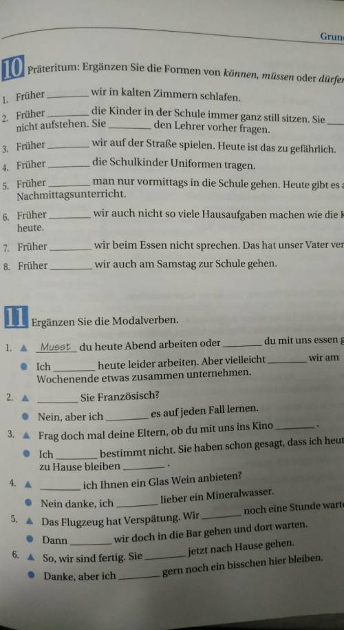 Помните пож 1 задание Präteritum. Ergänzen Sie die Formen können, müssen oder durfen пока сделайте т