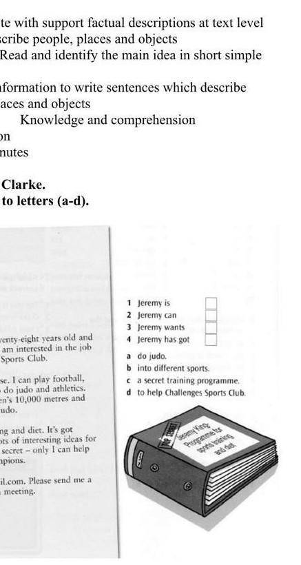 Read the letter to Miss Clarke. A.    Match numbers (1-4) to letters (a-d). ￼B.    Answer the questi