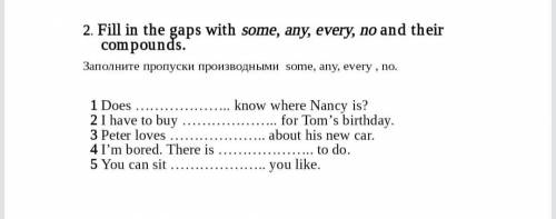 Fill in the blanks with some any every no and their compounds