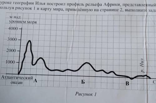 2 На уроке географии Илья построил профиль рельефа Африки, представленный на рисунке 1Используя рису