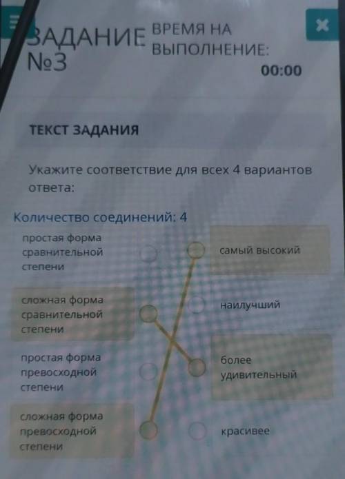 Укажите соответствие для всех 4 вариантов ОТвета:Количество соединений: 4простая формасравнительнойс