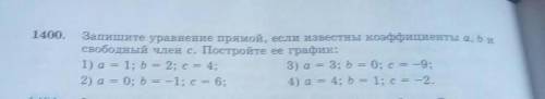 1400 Запишите уравнение право, если известны кооффициенты a, b исвободный член с. Постройте ее графи