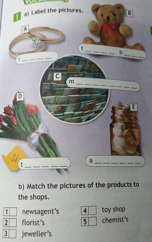 Vocabulary 1 a) Label the pictures.BA31tb23mDEat​