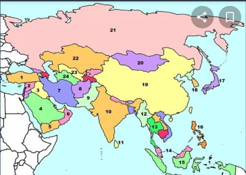 Какими цифрами на карте Азии обозначены (на приведенной карте):​