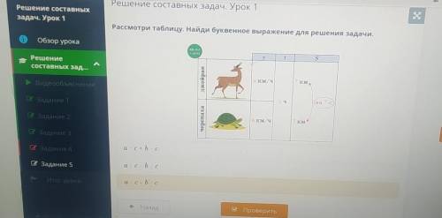 3bb 1757b1aoРешение составных задач. Урок 1Рассмотри таблицу. Найди буквенное выражение для решения 