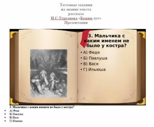 . Мальчика с каким именем не было у костра? • А) Федя• Б) Павлуша• В) Вася• Г) Ильюша ​