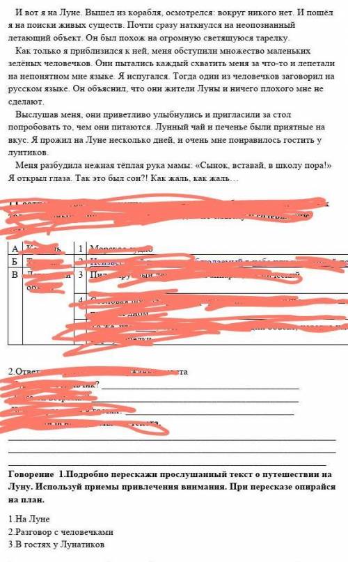 Говорение 1.Подробно перескажи прослушанный текст о путешествии на Луну. Используй приемы привлечени