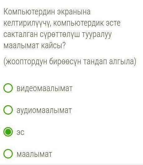 Какая информация о компьютерном изображении отображается на экране компьютера? (Выберите один из отв