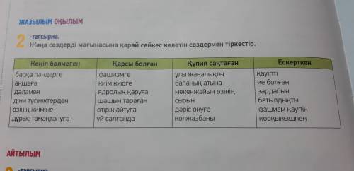 Жаңа сөздерді мағынасына қарай сәйкес келетін сөздермен тіркестір. Вот слова: көңіл бөлмеді-не обрат