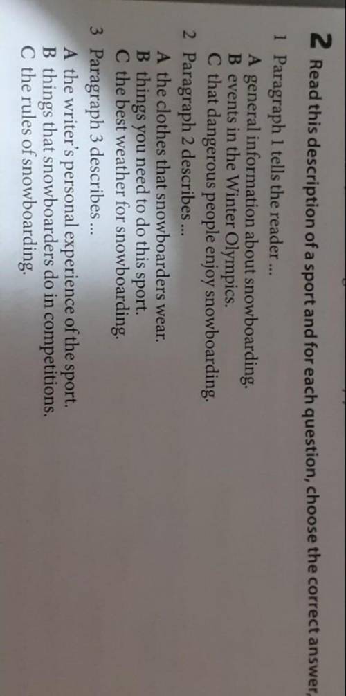 2)Read this description of a sport and for each question, choose the correct answer, A, B or C​