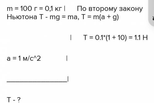 Брусок массой 100 г, подвешенный на лёгкой нити, поднимают вертикально вверх: в первом случае — дейс