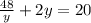 \frac{48}{y} + 2y = 20