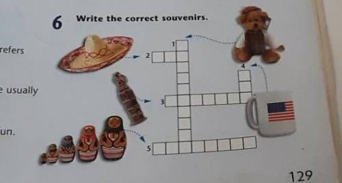 6Write the correct souvenirs.  ​