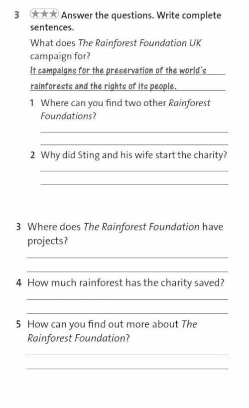 Answer the questions. write complete sentences. what does the rainforest foundation uk campaign for?