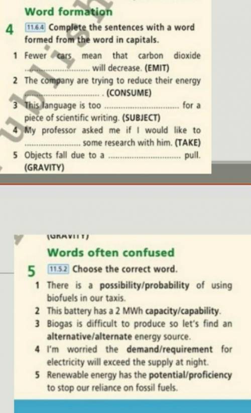 Complete the sentences with a word formed from the word in capitals.1 Fewer cars mean that carbon di