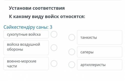 Устоновите соответствия к какому виду войск относятся:​