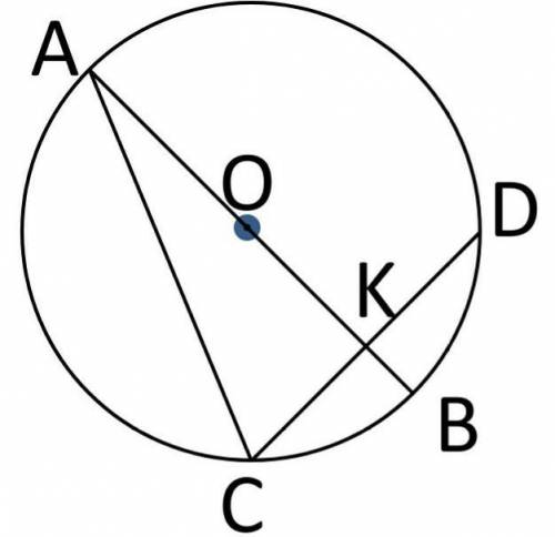 2. В окружности с центром О  диаметр АВ проходит через середину хорды СD. Найдите все внутренние  уг